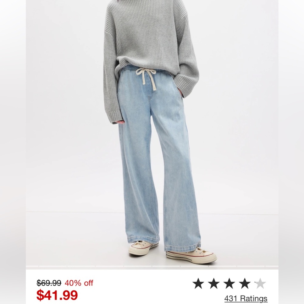 Gap factory wide leg pull on Jean size medium